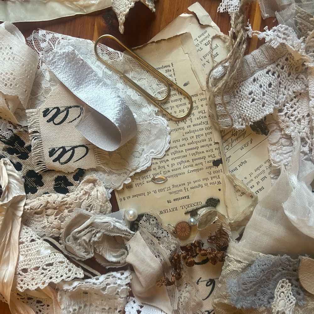 Bundle of mixed textiles for Junk Journal Etc. - Picture 3 of 10